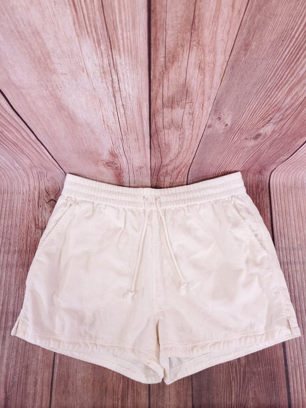 Faherty Cord Short Womens Large Egret Cream Corduroy High Rise Beach Shorts